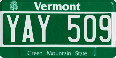 VT license plate YAY509