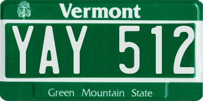 VT license plate YAY512
