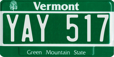 VT license plate YAY517