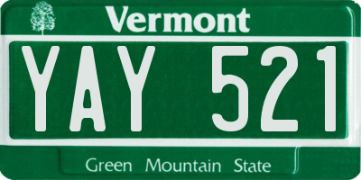 VT license plate YAY521