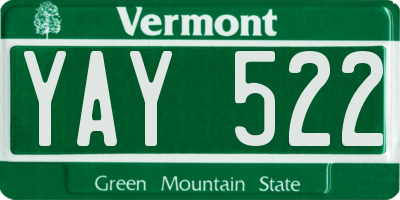 VT license plate YAY522