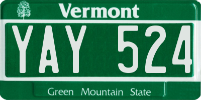 VT license plate YAY524