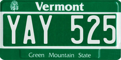 VT license plate YAY525