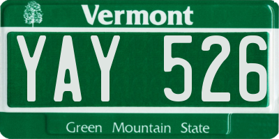 VT license plate YAY526