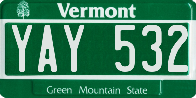 VT license plate YAY532
