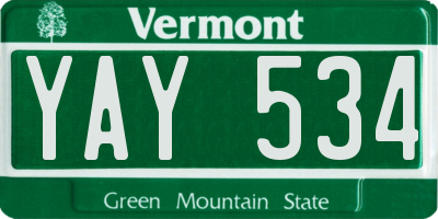 VT license plate YAY534