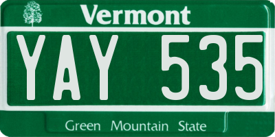 VT license plate YAY535