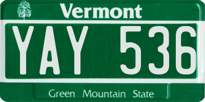 VT license plate YAY536