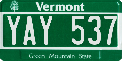 VT license plate YAY537