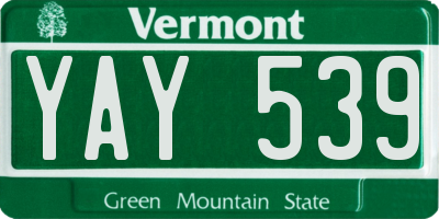 VT license plate YAY539