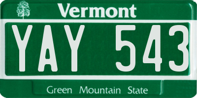 VT license plate YAY543