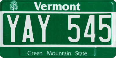 VT license plate YAY545
