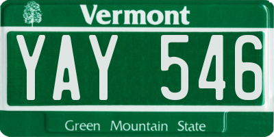 VT license plate YAY546