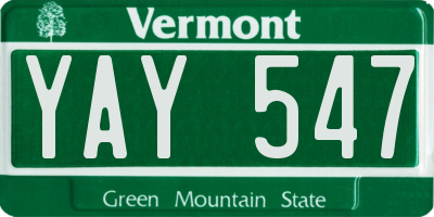 VT license plate YAY547