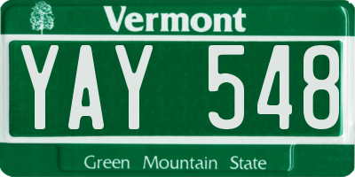 VT license plate YAY548