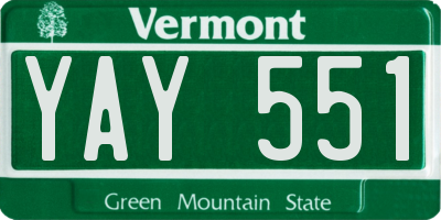 VT license plate YAY551