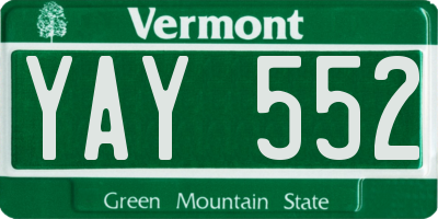 VT license plate YAY552