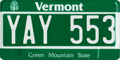VT license plate YAY553