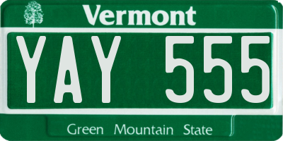 VT license plate YAY555