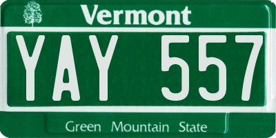 VT license plate YAY557