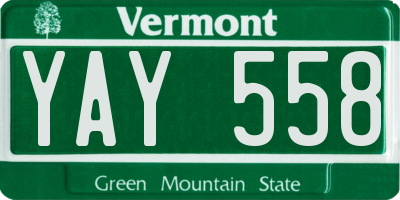 VT license plate YAY558