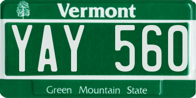 VT license plate YAY560