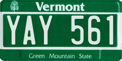 VT license plate YAY561