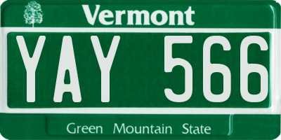VT license plate YAY566