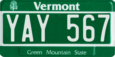 VT license plate YAY567