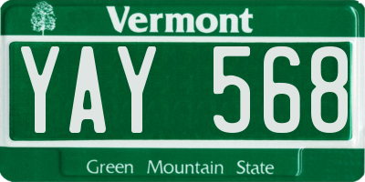 VT license plate YAY568