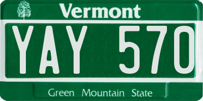 VT license plate YAY570