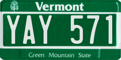 VT license plate YAY571