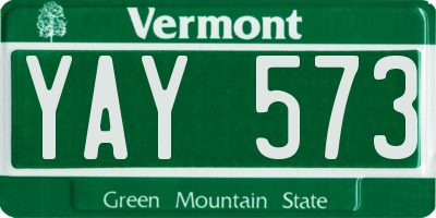 VT license plate YAY573