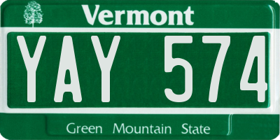 VT license plate YAY574
