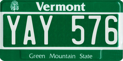 VT license plate YAY576
