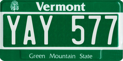 VT license plate YAY577