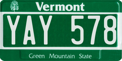 VT license plate YAY578