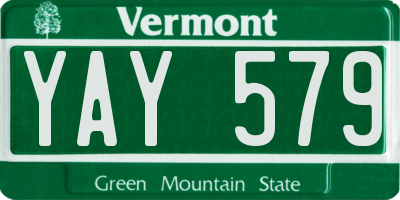 VT license plate YAY579