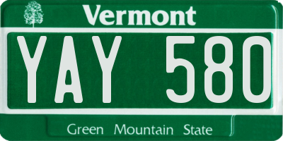 VT license plate YAY580