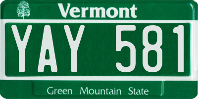 VT license plate YAY581