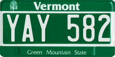 VT license plate YAY582