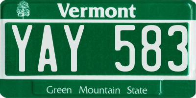 VT license plate YAY583