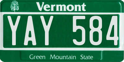 VT license plate YAY584