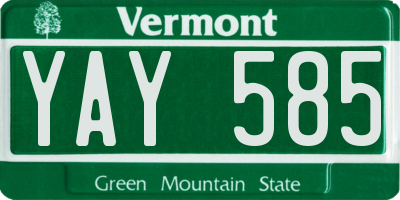 VT license plate YAY585