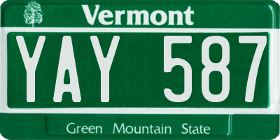 VT license plate YAY587