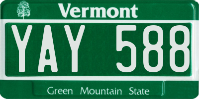 VT license plate YAY588