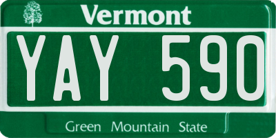 VT license plate YAY590