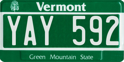 VT license plate YAY592
