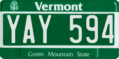 VT license plate YAY594