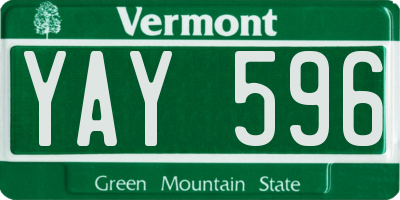VT license plate YAY596
